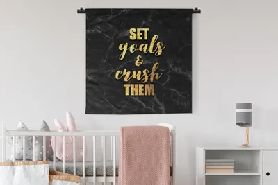 Produktbild von MuchoWow® Wandteppich Wandbehang Zitat - Motivation - Marmor - Gold 90x90 cm Tapisserie Dekoration Wandtuch - Wandaufhänger