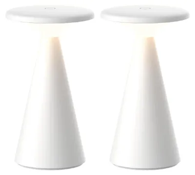 Imagen del producto de Luxus Europe - Lámpara de mesa Zakynthos - Juego de 2 unidades, color blanco - Lámpara de mesa para exteriores, sin cables, recargable