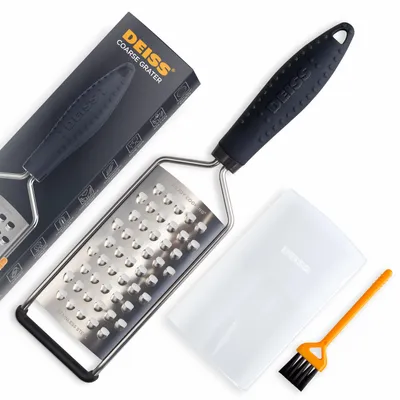 Produktbild von Deiss PRO Grobe Reibe & Hand-Käsereibe – Scharfe Edelstahlklingen, Rutschfester Griff, Spülmaschinenfest