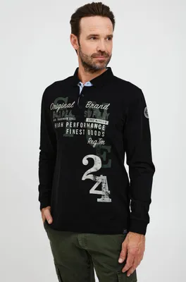 Produktbild von FQ1924 FQRagnvald Herren Longsleeve Langarmshirt Shirt mit Polo-Kragen und Print aus 100% Baumwolle
