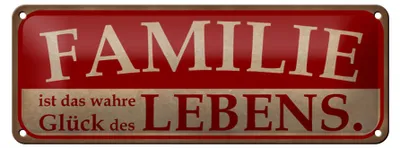 Produktbild von Blechschild Spruch 27x10cm Familie wahres Glück des Lebens Dekoration