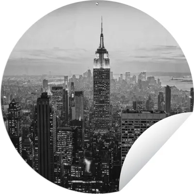 Produktbild von MuchoWow® Gartenposter Outdoor-Poster Rund New York City Schwarz-Weiß-Fotodruck Ø 60 cm Gartendeko Rundes Poster draußen