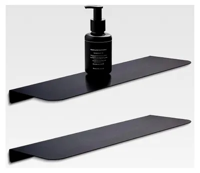 Produktbild von 2 Stück Wandregal Metall Schwarz, 40 cm Schweberegal zur Wandmontage, Dekorative Regale für Wände, Metall Hängeregal Bilderleiste, Regal für Wohnzimmer, Schlafzimmer, Bad und Büro