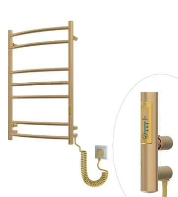 Produktbild von ELNA Badheizkörper Elektrisch Heizkörper Handtuchheizkörper Gold PVD Edelstahl 98W 72x48 cm mit Thermostat