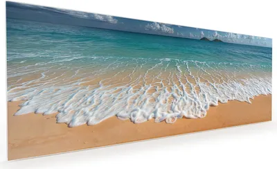 Produktbild von Küchenrückwand Spritzschutz Glas mit Motiv Wellen am Sandstrand 40 x 40 cm