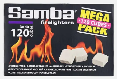 Produktbild von Samba Grillanzünder Zündwürfel für Holz oder Grillkohle 120 Würfel Mega Pack