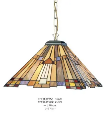 Image de Suspension Casa Padrino, style Art Nouveau, 2 lumières, diamètre 40 cm, lampe en mosaïque de verre