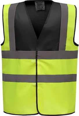 Produktbild von YOKO HVW100 | Sicherheitsweste High Visibility 2 Bands & Braces Waistcoat - Farbe: Black Yoke/Hi-Vis Yellow - Größe: XXL