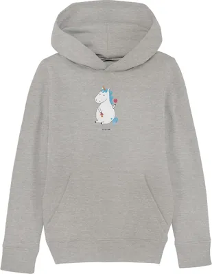 Produktbild von Mr. & Mrs. Panda Kinderpulli Einhorn Baby 7-8 Jahre (122/128) - Heather Grey - Geschenk, Hoodie, Eltern, Schnuller, Pulli, Kapuzenpulli, Nachwuchs, Sweatshirt, Geburtstag