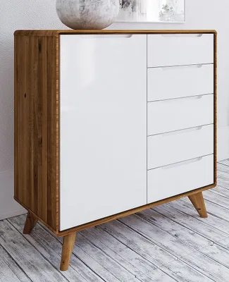 Produktbild von Kommode Timaru 07 Wildeiche geölt / Weiß, teilmassiv - Abmessungen: 92 x 90 x 40 cm (H x B x T)