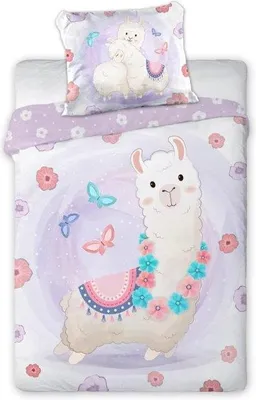 Produktbild von Babybettwäscheset 100x135 Lama Kuscheltiere