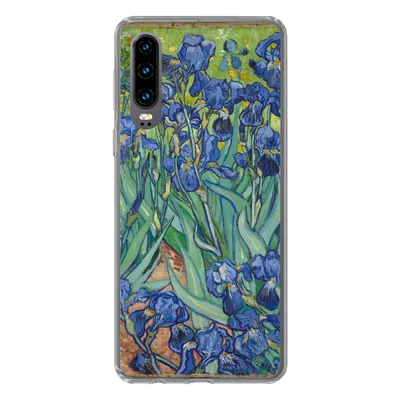 Produktbild von MuchoWow® Handyhülle Schutzhülle Hülle für Huawei P30 Schwertlilien - Vincent van Gogh Silikon Softcase Handy Hülle - Kartenbesitzer