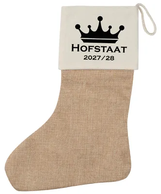 Produktbild von Huuraa Weihnachtsstrumpf Hofstaat 2027/28 Krone Schützenfest Beige Jute Kaminstrumpf Geschenkidee
