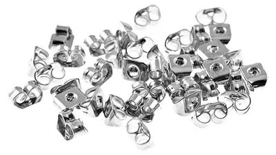 Produktbild von Vintageparts Ohrstopper Ohrstecker Metalllegierung silberfarben platiniert 5mm, 50 Stück