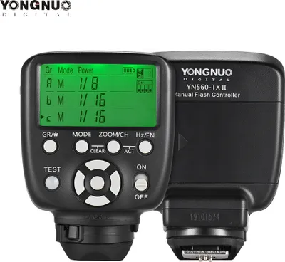 Obrázek produktu pro YONGNUO YN560-TX II: Manuální spoušť blesku, dálkové ovládání s LCD displejem, kompatibilní s fotoaparáty Nikon DSLR, pro blesky YN560III / YN560IV / YN660 / YN968N / YN860Li, a přijímače Speedlite RF-602 / RF603 / RF603 II / RF605