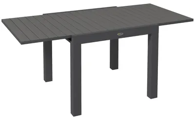 Image de Table de jardin extensible Outsunny pour 6 personnes – Table à manger en aluminium gris, table de terrasse résistante aux intempéries 81/162 x 80 cm, charge maximale de 70 kg