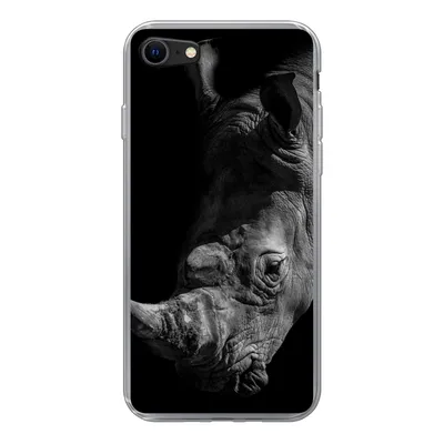 Produktbild von MuchoWow® Handyhülle Schutzhülle Hülle für iPhone 7 Nashorn - Wildtier - Porträt Silikon Softcase Handy Hülle - Kartenhalter