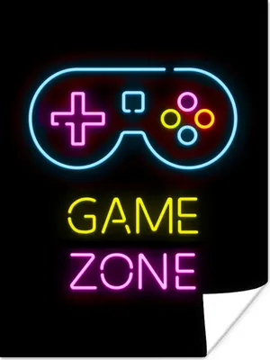 Produktbild von MuchoWow® Poster Controller - Spiel - Neon - Schwarz - Zitate - Spielzone 120x160 cm - Wandbilder
