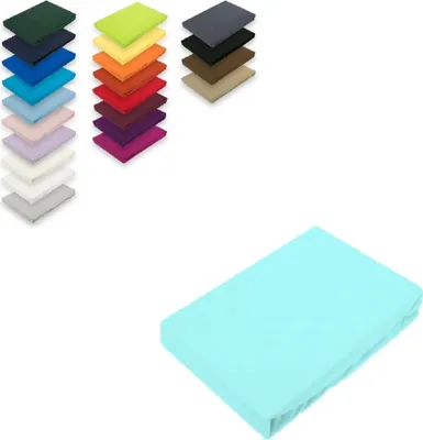 Produktbild von Microfaser Spannbettlaken  Rundumgummizug 180 - 200 x 200-220 cm + 40 cm Aqua