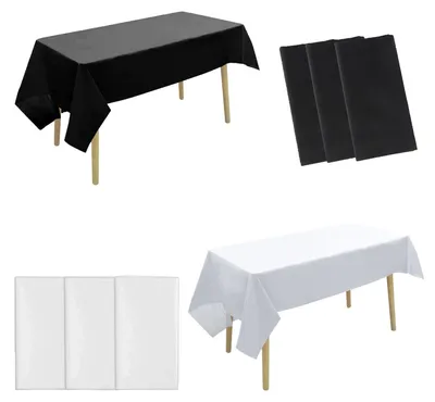 6er-Set PE-Tischdecken, 137x274 cm, schwarz/weiß, für Partys