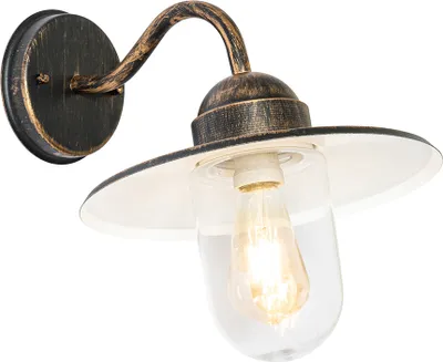 Produktbild von Qazqa Landhaus außen Wandleuchte, Außenlampe, Wandlampe für den Garten - Kansas - gold, max. 60W, Geeignet für LED, 29.4cm, IP44, R
