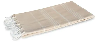 Produktbild von Hamamtuch Sultan 100 x 170 cm beige | Extra breites Hamam Handtuch aus 100% saugfähiger Baumwolle mit feinen Streifen | Schnelltrocknendes Pestemal/Fouta | Saunahandtuch