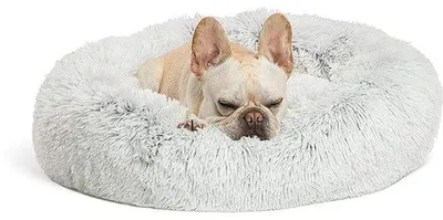 Image de Lit pour chien lavable, moelleux, gris, 80 cm