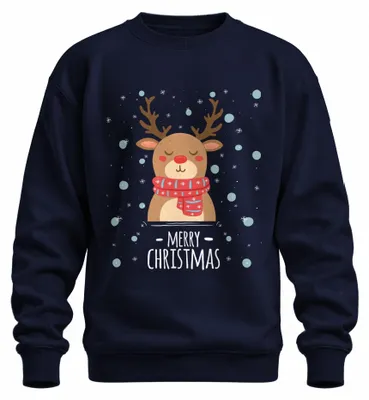 Obrázek produktu pro Merry Christmas Reindeer Snow - vánoční dárek Uni vánoční svetr, Navy, L