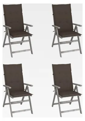 Produktbild von Verstellbare Gartenstühle 4 Stück mit Auflagen aus Akazienholz