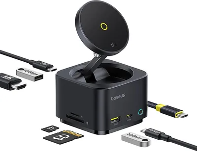 Immagine prodotto di Hub Usb-C 7W1 Baseus Magpro Series Ii con caricatore compatibile Magsafe 15W + Hdmi + Usb-A + Usb-C + Sd/Tf - nero