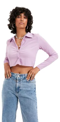 Immagine prodotto di Trendyol, camicia con colletto polo e bottoni a mosaico, color lilla, taglia XL