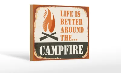 Produktbild von Holzschild Camping 18x12cm Campfire life is better Outdoor