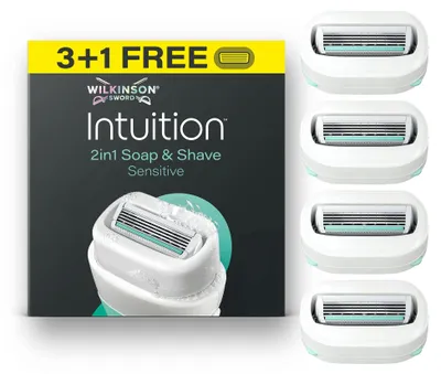 Image de Lames de rasoir Wilkinson Intuition 2-en-1 Sensitive Care, paquet de 4