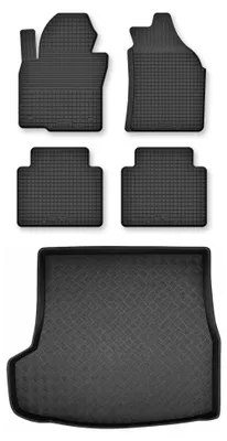 Image de Tapis en caoutchouc + bac de coffre pour Kia Optima IV SW 2015- (break) – 5 pièces, noirs, semi-universel, adapté