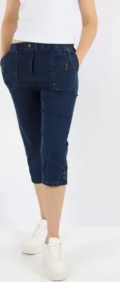 Produktbild von Jeanshose Damen Slim Legs kurz 3/4 Jeans Hose caprihose, Größe:46, Farbe:Dunkelblau