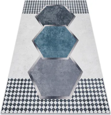 Produktbild von ANDRE 1863 Waschteppich Diamanten, geometrisch Anti-Rutsch - weiß / schwarz Mehrfarben 120x170 cm