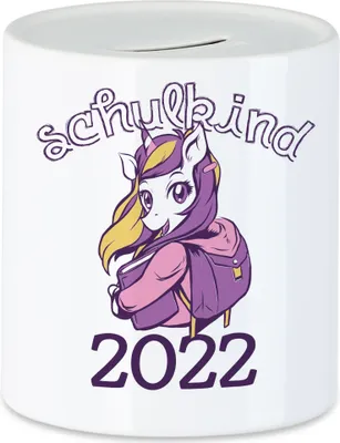 Produktbild von Einhorn Spardose als Geschenk zur Einschulung Schulbeginn Schulstart für Schulanfänger Erstklässler Schule  2022