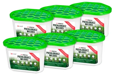 Produktbild von 6x Luftentfeuchter inkl. 6x 230g Granulat, klein Raumentfeuchter, Feuchtigkeitsabsorber, Schutz gegen Schimmel & Gerüche, Waldduft