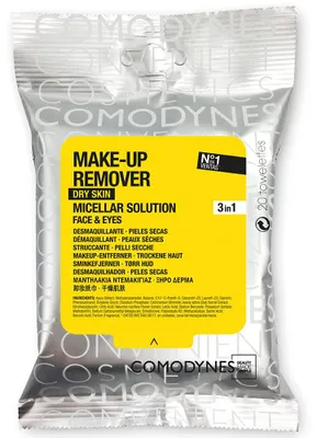 Productafbeelding van Make-up verwijderdoekjes Comodynes, Make-up Remover Micellaire Oplossing (20 stuks)