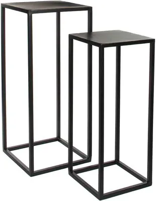 Image de Mica Decorations Goa Table d'appoint - Lot de 2 - L30 x l30 x H70 cm - Métal - Noir