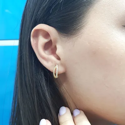 Produktbild von Creolen Diamanten Brillant Schliff Ohrringe 14 Karat 585er Gelbgold