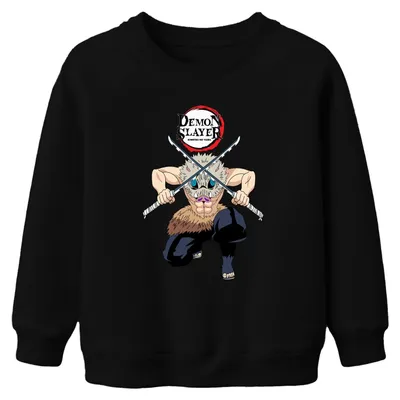 Produktbild von Demon Slayer Inosuke Kimetsu no Yaiba Ebermaske Anime Kinder Sweatshirt Pullover, Schwarz, 140