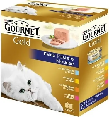 Produktbild von PURINA GOURMET Gold Feine Pate nasses Katzenfutter, Packung mit 8 Stück (8 x 85 g)