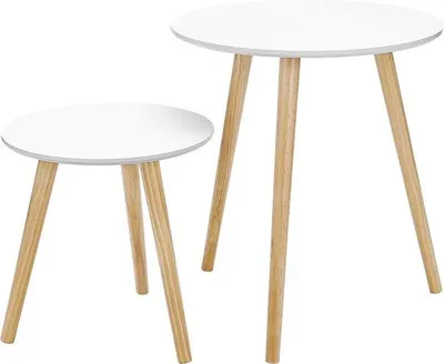 Immagine prodotto di Set da 2 piani per tavolo in legno bianco