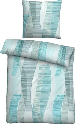 Produktbild von biberna 0025876 Seersucker Bettwäsche GRAFIK LÄNGS color: eisblau, size: 1x 135x200 cm + 1x 80x80 cm