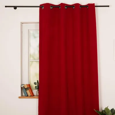 Produktbild von 3-in-1 Thermovorhang Dim-Out Akustik rot mit Ösen 140x245cm