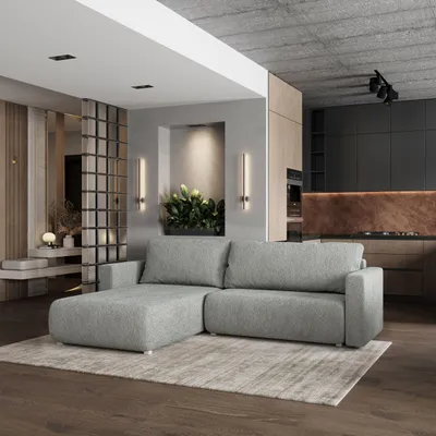 Zdjęcie produktu dla Masseno sofa narożna TURIN N z funkcją spania w kształcie litery L, sofa z pojemnikiem na pościel, sofa do salonu, kanapa, sofa rozkładana, zestaw wypoczynkowy - jasnoszary, NOW OR NEVER 83