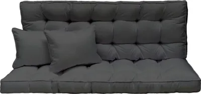 Produktbild von Hollywoodschaukel Auflage 180x50 cm, 3-Sitzer, dick gepolstert, Grafit, Gartenbank, Balkon, Kissen Set [133]