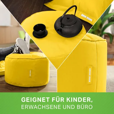 Produktbild von Green Bean® Sitzsack-Hocker "Stay" 45x25cm mit EPS-Perlen Füllung - Fußhocker Sitz-Pouf für Sitzsäcke - Fußablage Sitzkissen Sitzhocker Gelb