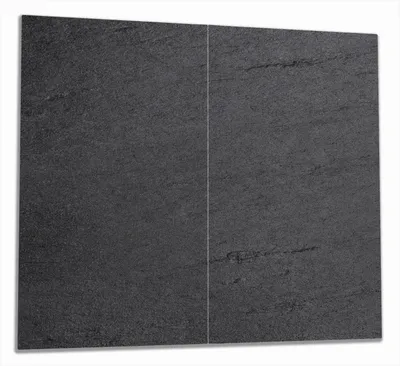 Produktbild von Wallario Herdabdeckplatte aus Glas, Größe 60 x 52 cm 2-teilig, Motiv Schwarze Schiefertafel Optik - Steintafel